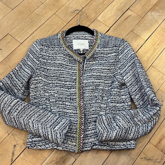 Maje Tweed Embellished Jacket Sz FR 36 - Picture 3 of 16